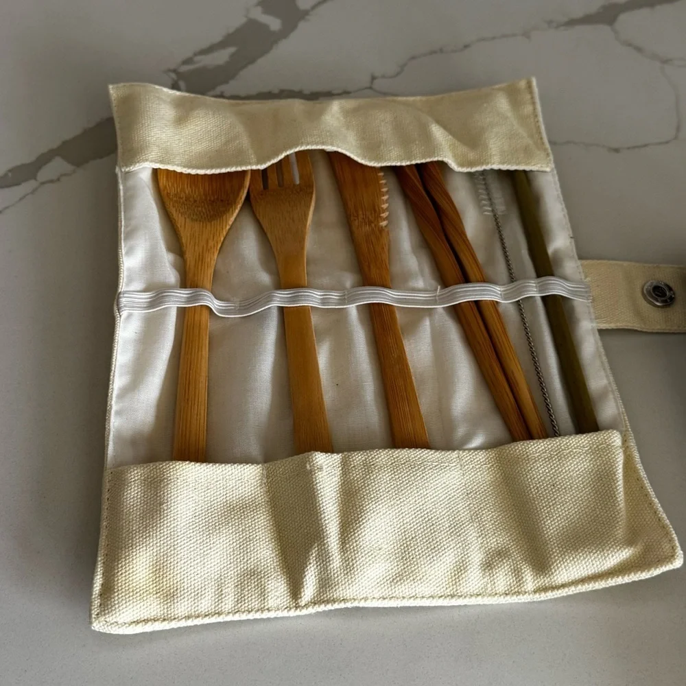 Eco-Friendly Bamboo Cutlery Set with Case Picnic